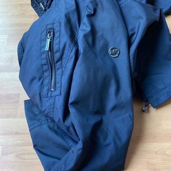 Michael Kors Rain Utility Jacket Coat Hooded Size XS Navy - Picture 9 of 10